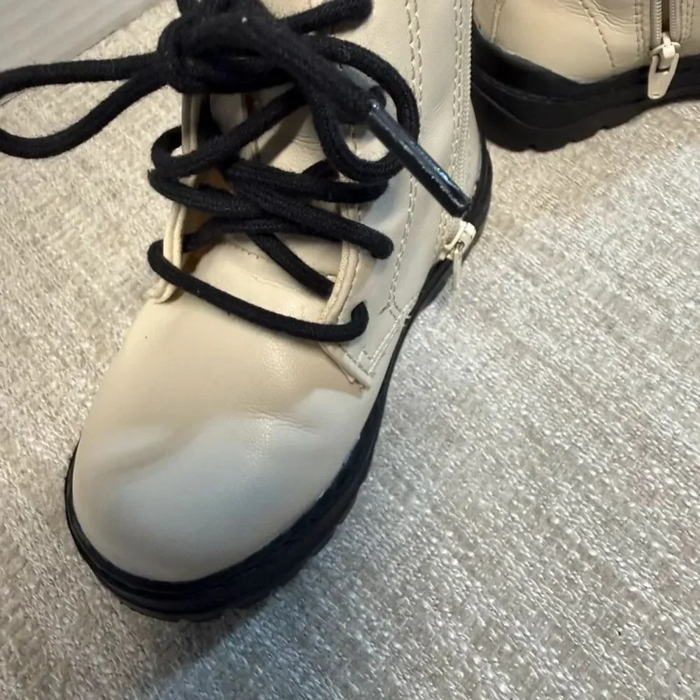Zara Cream Toddler Girls Track Sole Zipper Boots EU 21 / US 5.5
